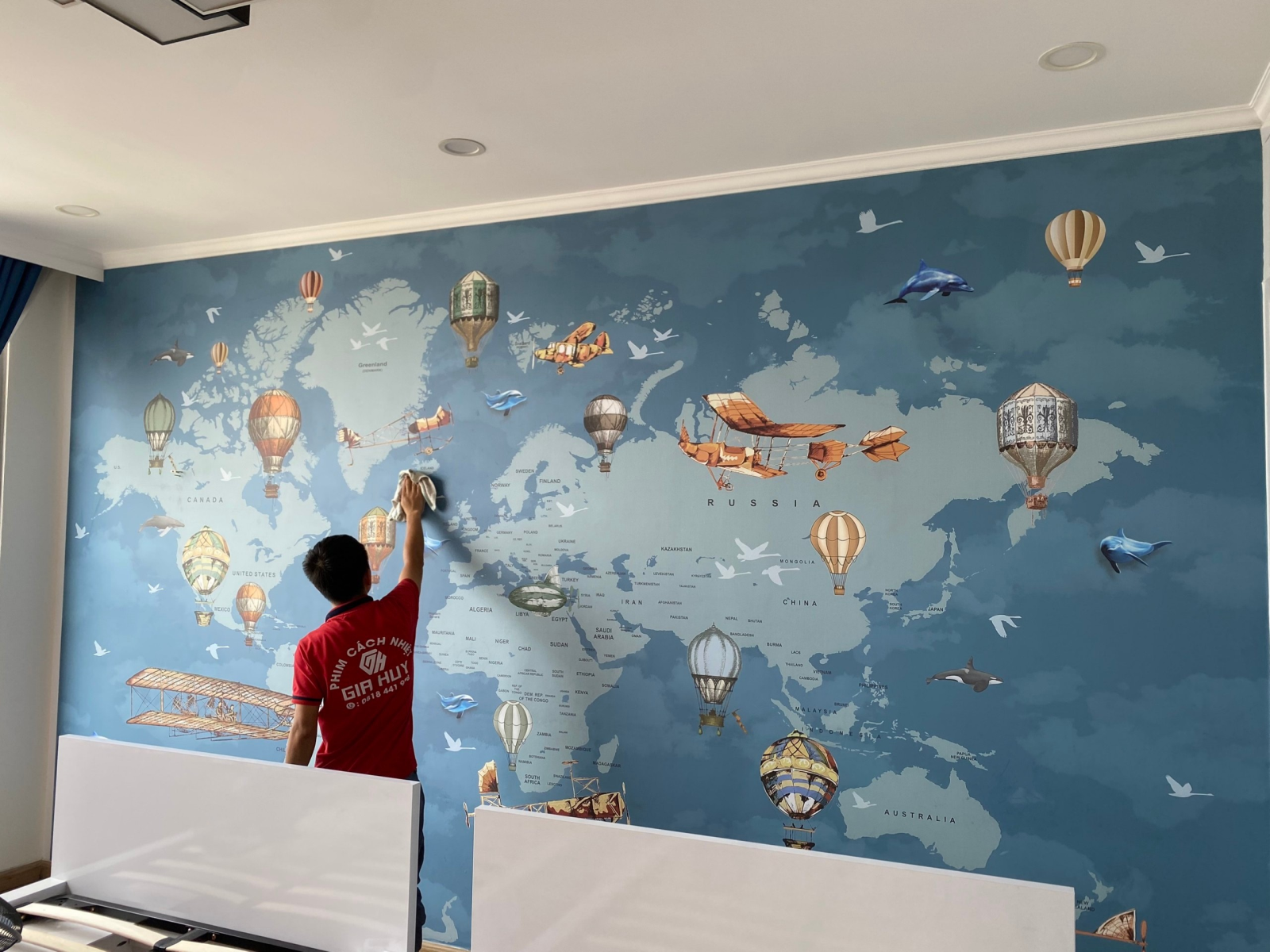 Tranh dán tường hình không khí cầu