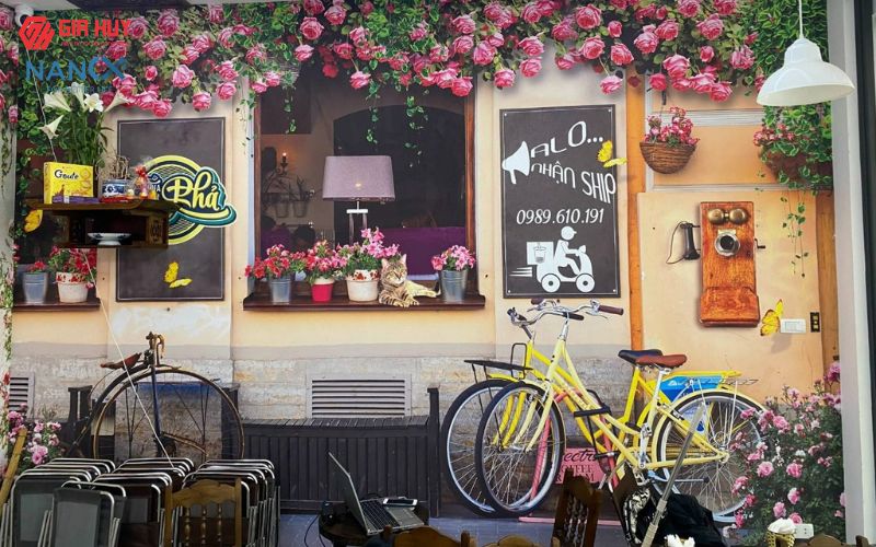 Mẫu decal dán tường trang trí quán cà phê