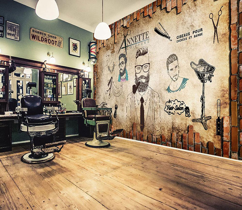 Tranh dán tường salon tóc, Barber Shop nào đẹp