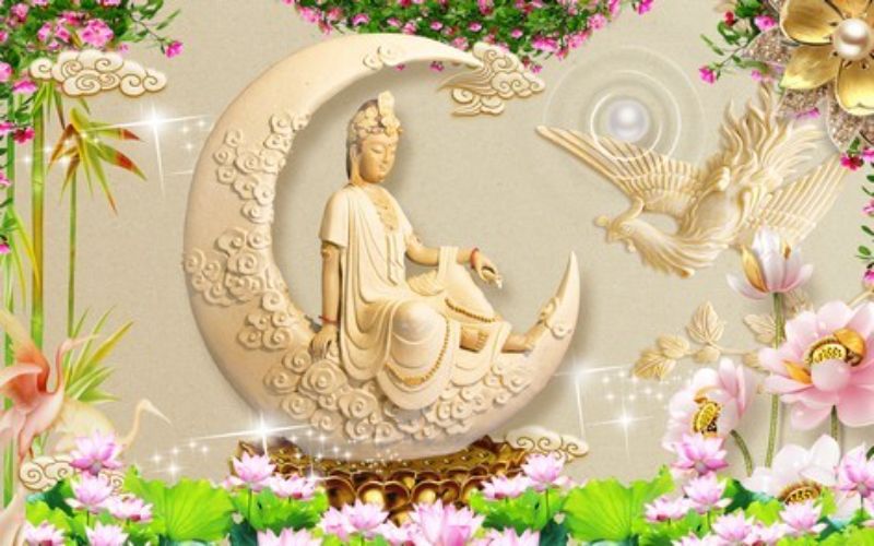 tranh dán tường phòng thờ