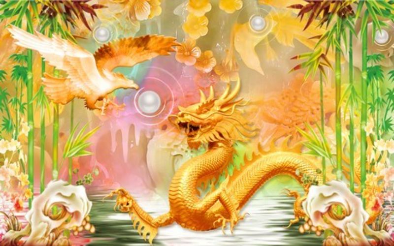 tranh dán tường phòng thờ