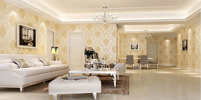 giấy dán tường phòng khách cổ điển