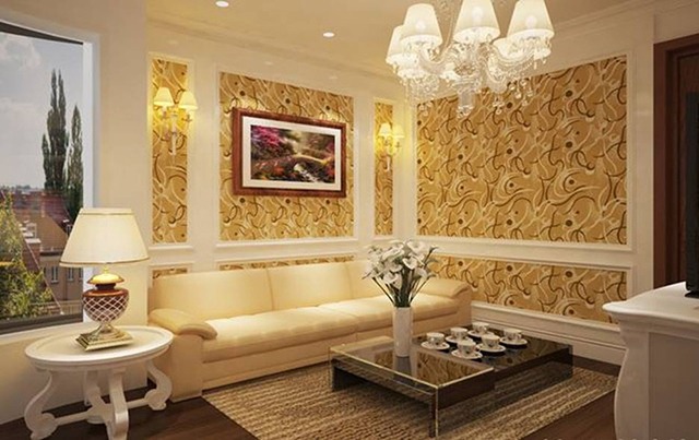 Giấy dán tường phòng khách hiện đại